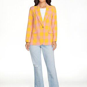 Free Assembly Pink and Orange Slim Fit Blazer Size L Spring